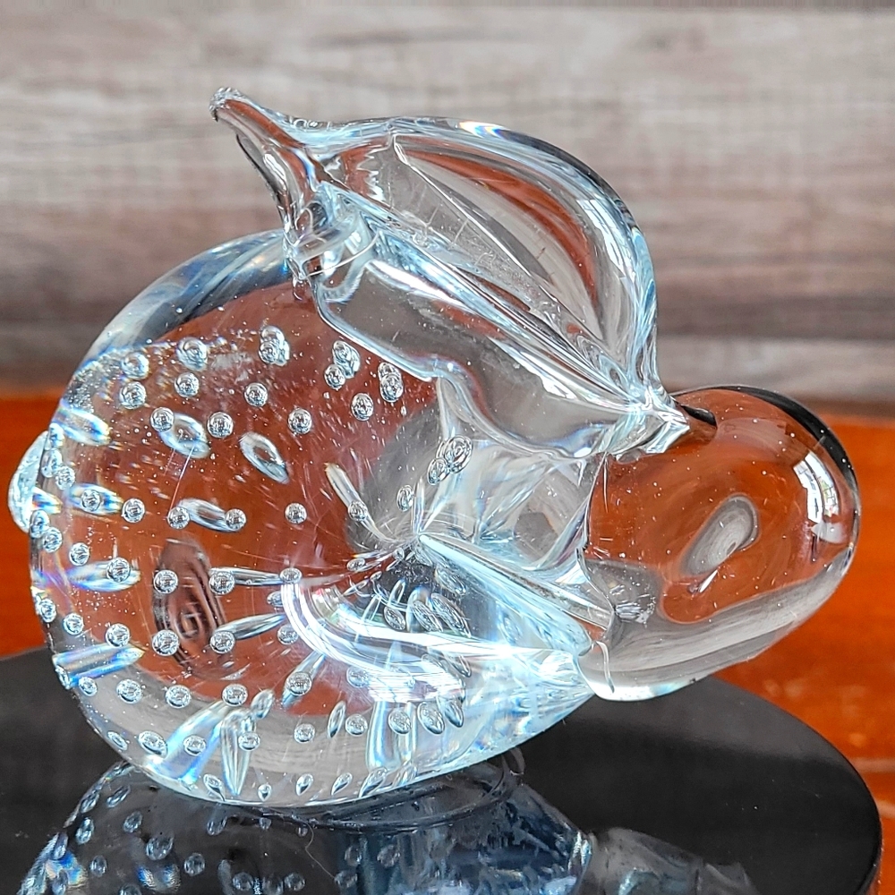 Hand Blown Glass Rabbit Paperweight Figurine